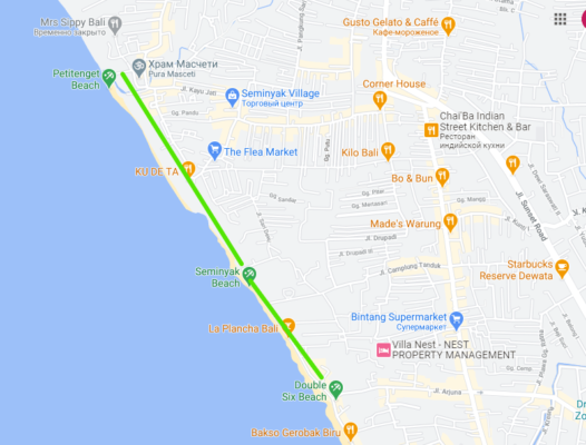 Территория пляжа Семиньяк делится на две части