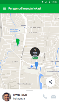 Выбор таксиста в приложении Граб